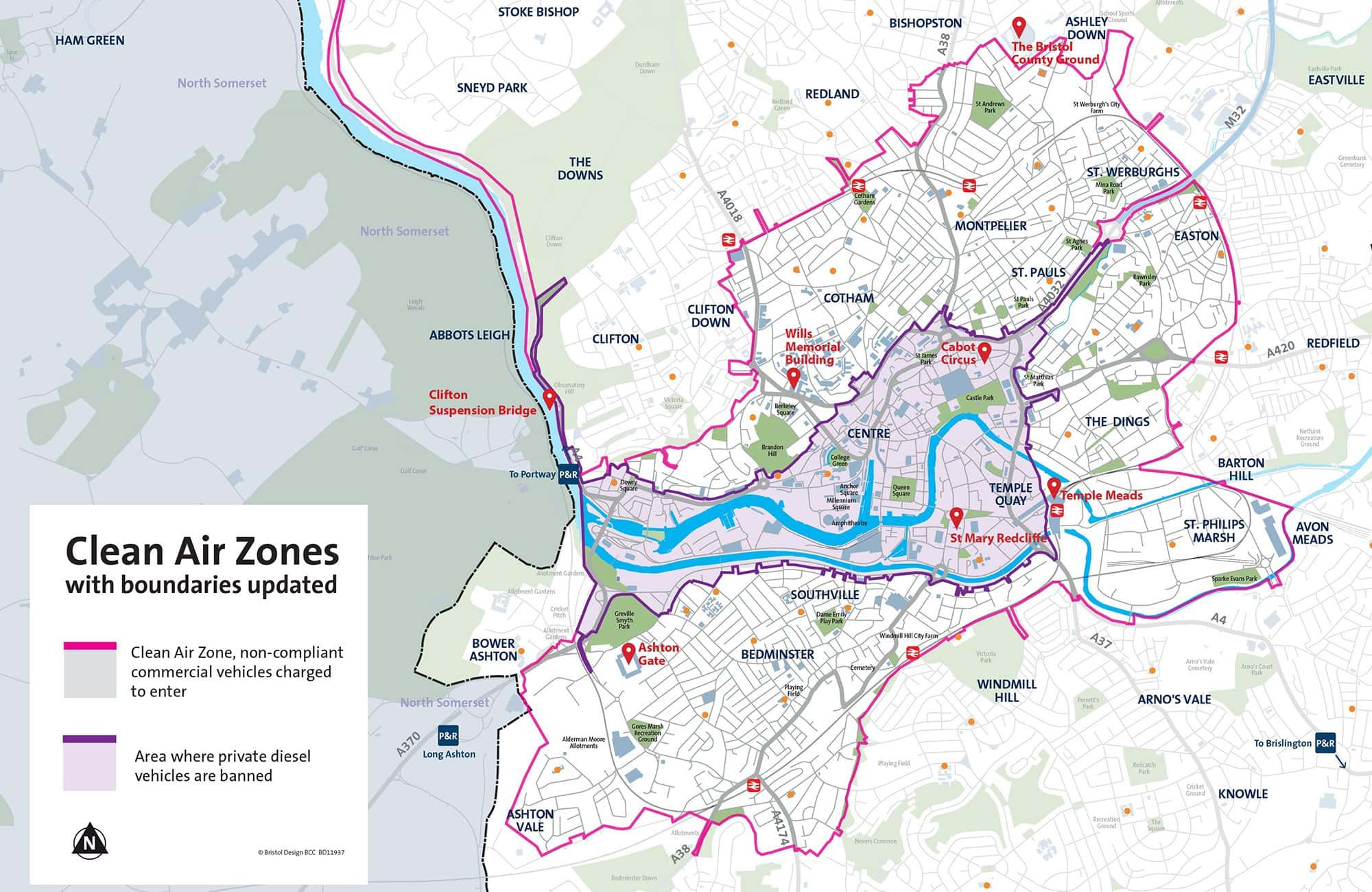 bristol clean air zone map