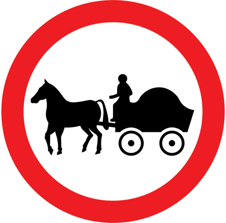 horse drawn vehicles ahead