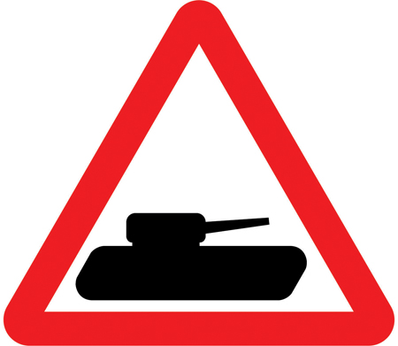 military vehicles road sign